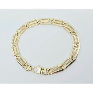 Unique 14K Solid Yellow Gold Milros Mariner Anchor Link Chain Bracelet - 8.75" L
